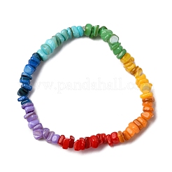 Chakra gefärbte natürliche Süßwasser-Muschelperlen-Stretcharmbänder für Männer und Frauen&nbsp;BJEW-JB12475