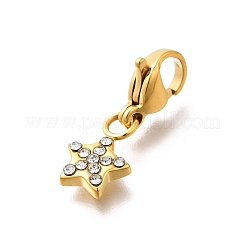 Pendentifs décoratifs en strass en acier inoxydable 304 en forme d'étoile&nbsp;STAS-R159-57G-03