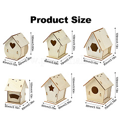 6 ensemble de 6 styles de nichoir à oiseaux à faire soi-même&nbsp;WOOD-CJC0019-30