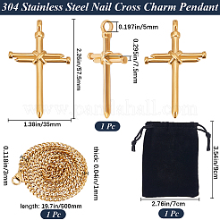 DIY 304 Edelstahl Nagelkreuz Anhänger Halskette Herstellung Kits&nbsp;DIY-BBC0002-32G