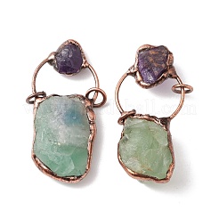 Colgantes grandes de aventurina verde natural en bruto y amatista&nbsp;G-I324-03R-01