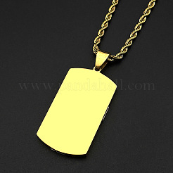 Collares para hombre con placa de identificación rectangular de acero inoxidable 304 de dos tonos y colgante de cruz.&nbsp;WGBC7F7-02