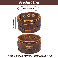 2 Stück 2 Stile Rindslederarmbänder&nbsp;BJEW-CL0003-34A
