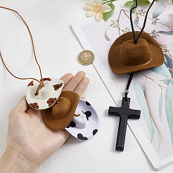 2 cappello da cowboy in tessuto e EVA con decorazioni pendenti in legno di betulla a forma di croce&nbsp;HJEW-ME00120
