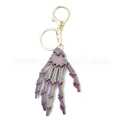 Halloween Schlüsselanhänger mit Skeletthand aus Kunststoff&nbsp;HJEW-H063-01G-01