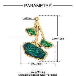 Anhänger aus Edelstahl 304 mit grüner Emaille&nbsp;SA-OY001-87G