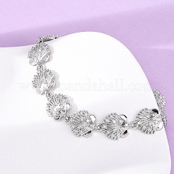 Bracelets à maillons en laiton micro pavé en zircone cubique transparente pour femmes&nbsp;BJEW-H209-09A-P