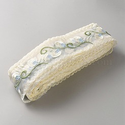 Elastisches Spitzenband aus Polyester mit Blumenstickerei&nbsp;OCOR-WH0078-367A