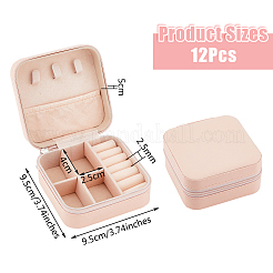 Quadratische PVC-Schmuckaufbewahrungsbox mit Reißverschluss und Flusen&nbsp;CON-WH0099-03A