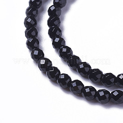 Natürlich gefärbte und erhitzte schwarze Onyxperlenstränge&nbsp;X-G-F596-28-3mm