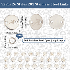 52 pièce 26 styles 201 maillons en acier inoxydable&nbsp;STAS-SC0008-87