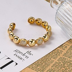 Gestellplattierung Messing Micro Pave Zirkonia Manschette Armreifen für Frauen&nbsp;BJEW-C086-04G