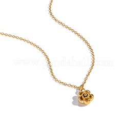 Elegantes collares con colgante de flor de rosa de acero inoxidable 304 para mujer.&nbsp;JZ0314