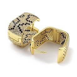 Orecchini a cerchio da donna con micro pavé di zirconi trasparenti in ottone placcato a cremagliera&nbsp;KK-Z038-25G