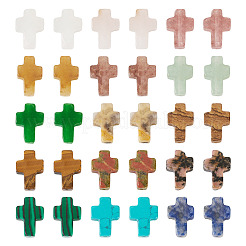 30 Stück 15 Stile natürliche und synthetische gemischte Edelsteinperlen&nbsp;G-TA0002-13