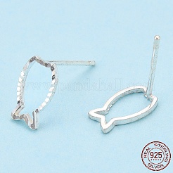 925 pendientes de plata de ley con forma de pez hueco.&nbsp;STER-T005-06