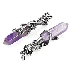 Natürlicher Amethyst facettiert doppelseitig spitz zulaufender großer Anhänger&nbsp;G-P547-03AS-04A