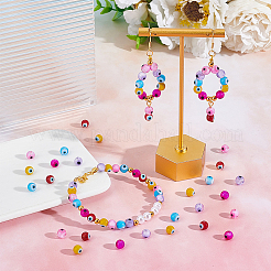 240 pz 6 colori fatti a mano malocchio lampwork perlina rotonda&nbsp;LAMP-NB0001-76A
