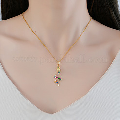 Colliers avec pendentif serpent en acier inoxydable et zircone cubique pour femmes&nbsp;PM4077