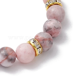 Bracelets extensibles en perles de jaspe zèbre rose naturel rond de 8.5 mm&nbsp;BJEW-JB10256-02