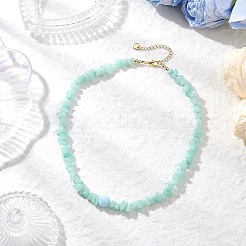 Gefärbte Halsketten aus natürlichen weißen Jade-Chip-Perlen&nbsp;NJEW-JN05508