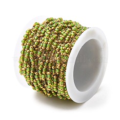 Chaînes faites à la main en acier inoxydable 304 et perles de verre&nbsp;CHS-L031-01G-01