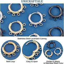 6 paire de boucles d'oreilles créoles en acier inoxydable 304 de 3 couleurs&nbsp;STAS-UN0039-25