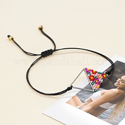 Motif losange métier à tisser miyuki bracelets de perles de rocaille pour les femmes&nbsp;BJEW-C011-36A