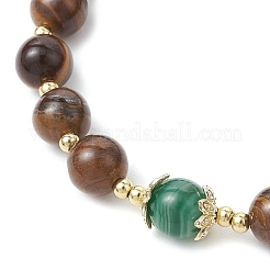 Braccialetti con perline rotonde in agata striata naturale e occhio di tigre&nbsp;BJEW-JB11934-03