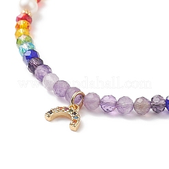Set di collane con ciondolo a forma di falce di zirconi cubici colorati in stile 5 pz 5&nbsp;NJEW-JN04070