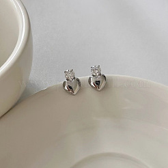 Orecchini a bottone in lega di zinco con strass di cristallo a forma di cuore&nbsp;FS-WGB490A-02