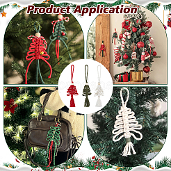 12 pz 3 stili decorazione pendente albero di Natale in cotone macramè fatto a mano&nbsp;HJEW-PH02153