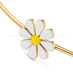 304 Edelstahl weiße Emaille kleine Gänseblümchen Blume Choker Halsketten für Frauen&nbsp;NJEW-Z040-01G-01