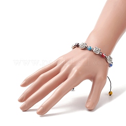 Braccialetto di perline intrecciate in vetro e lega con malocchio colorato a lume per donna&nbsp;BJEW-JB09267-03