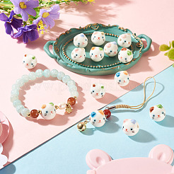 Cuentas de cerámica de porcelana impresas a mano&nbsp;PORC-BG0001-03