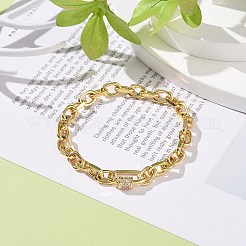 Bracelet chaîne câble en laiton avec mousqueton de verrouillage en zircone cubique transparente pour hommes femmes&nbsp;BJEW-JB08918