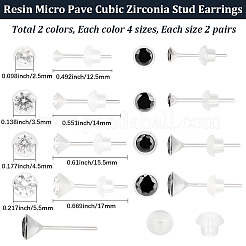16 par de pendientes de resina con micropavé de circonita cúbica de 8 estilos&nbsp;EJEW-BBC0001-82
