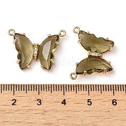 Facettierte Glasverbinder-Charms aus Messing mit Pavé-Fassung&nbsp;FIND-Z020-03D