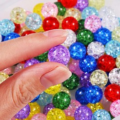 135g 9 Farben transparentes Knisterglas runde Perlenstränge&nbsp;CCG-SZ0001-02