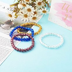 Bracelets extensibles faits à la main avec des perles de verre en feuille d'argent&nbsp;BJEW-JB06464