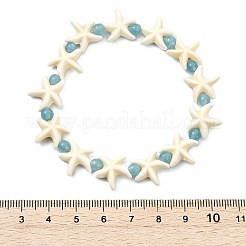 Armbänder aus natürlicher weißer Jade und synthetischem Türkis für Damen&nbsp;BJEW-JB13916