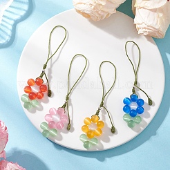 4 pz decorazioni pendenti a forma di fiore con occhio di gatto&nbsp;HJEW-TA00418