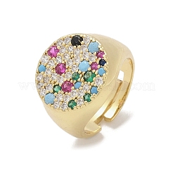 Fingerringe aus Messing mit Mikropavé-Kubikzirkonia für Damen&nbsp;RJEW-C129-09G