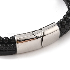 Bracelets multibrins en cuir microfibre tressé&nbsp;BJEW-B096-06B