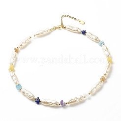 Collier et bracelet en perles d'imitation ABS et éclats de pierres précieuses mélangées naturelles&nbsp;SJEW-JS01242