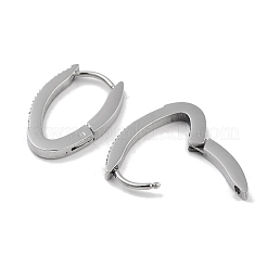Ovale Creolen aus 304 Edelstahl mit Mikropflaster und klarem Zirkonia für Damen&nbsp;EJEW-C096-03P