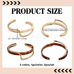 2 Stück 2 Farben Messing Harz Manschette Armbänder für Frauen&nbsp;BJEW-GO0002-12