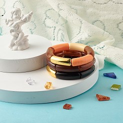 Acryl- und CCB-Kunststoff-Stretch-Armbänder mit gebogenen Rohrperlen für Frauen&nbsp;X-BJEW-JB07318