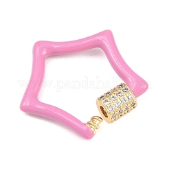Fermoirs mousquetons à vis en laiton étoilé micro-pavé de zircone cubique transparente&nbsp;KK-B167-01C-02G