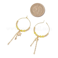Boucles d'oreilles créoles en verre en forme d'étoile&nbsp;EJEW-MZ00673-01